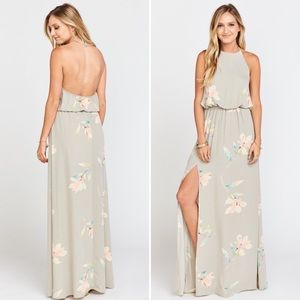 Show Me Your MuMu Sage Floral Halter Maxi Dress